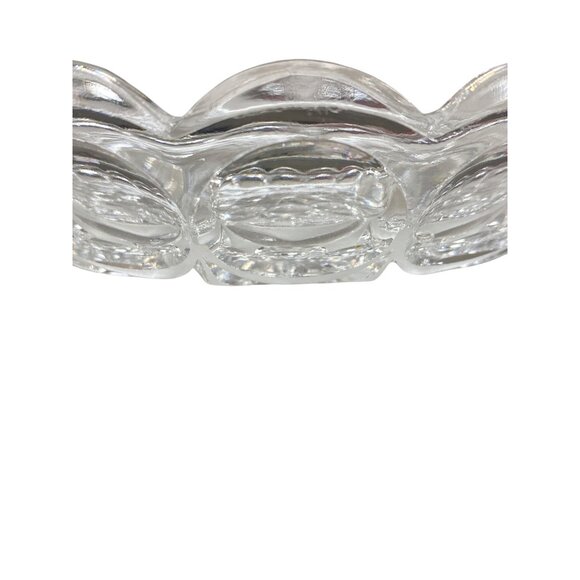 Vintage Glass Thumbprint Scalloped Edge Dish Round Starburst & Scalloped Design - Picture 8 of 8